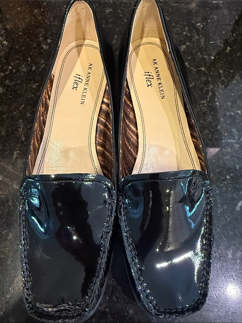 Anne Klein Black Patent Leather Slip-On Loafers